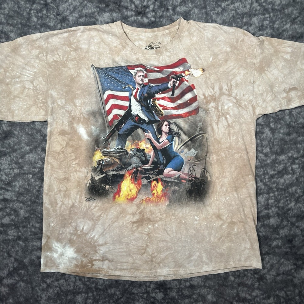 The Mountain Bill Clinton TShirt Mens 4XL USA Flag Patriotic Jason Heuser Brown